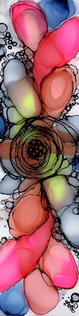 Free abstract flower art bookmark featuring dark circles abstract flower